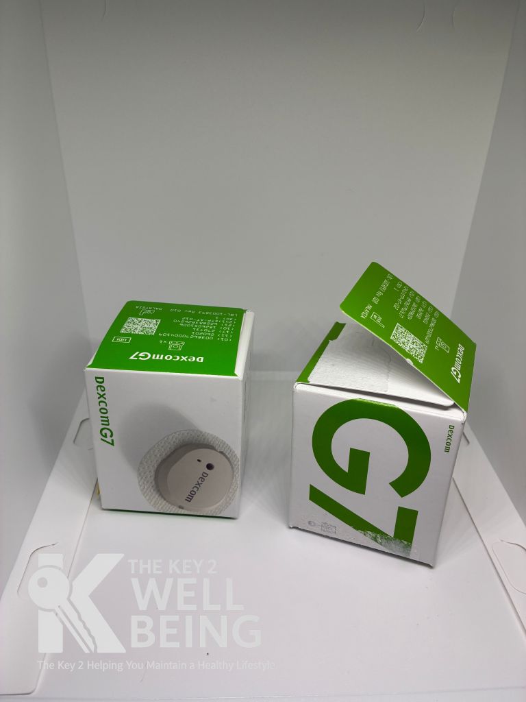 dexcom G7 CGM sensor box condition comparison-- one sealed mint condition box and one open damaged box for diabetic supply buyback evaluation